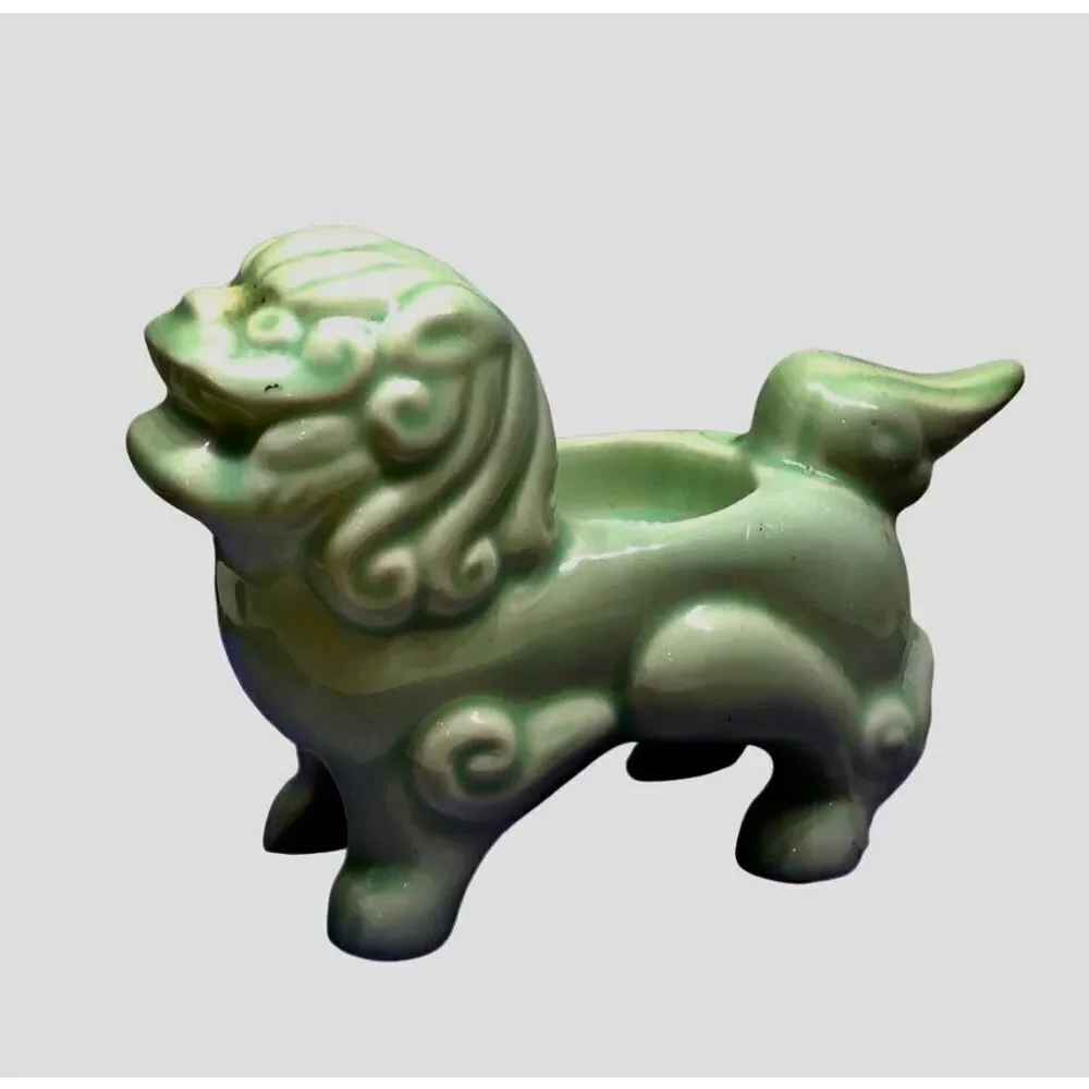 Foo Dog Candle Holder—VNT MCM Celadon Green Asian Style Figure